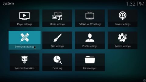 Kodi settings